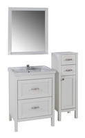 Комплект мебели для ванной комнаты ASB Woodline Римини Nuovo-60 белый патина (Массив ясеня)  