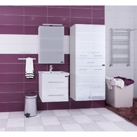Комплект мебели для ванной комнаты СаНта Омега 50, подвесная с зеркалом Стандарт 50 свет