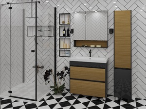 Комплект мебели для ванной комнаты Stella Polar Диана 60 черная