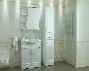 Комплект мебели для ванной комнаты СаНта Верона 60 с зеркалом Волна 60 правое, со светом